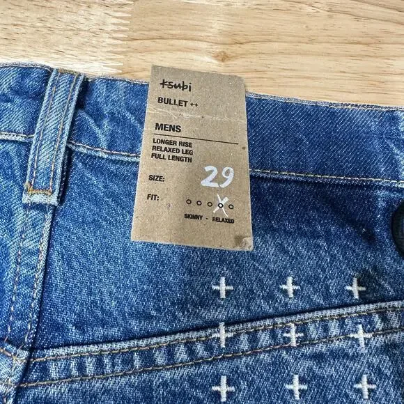 Ksubi NWT Men's Bullet Cropped Blaze Denim Jeans Size 29 Relaxed Leg Raw Hem